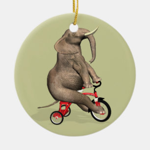 Adorno De Cerámica Elefante Cuto Montando Un Triciclo