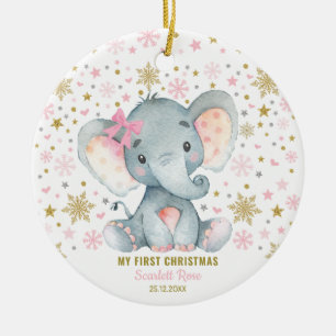 Adorno De Cerámica Elefante de invierno Primer Navidad Niña Fantasma