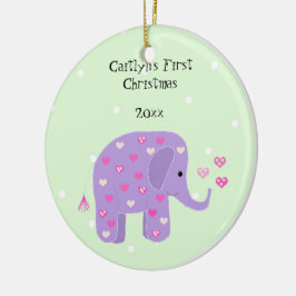 Adorno De Cerámica Elefante Morado Primera Navidad del Bebé