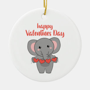 Adorno De Cerámica Elefante Para Animales El día de San Valentín Cu