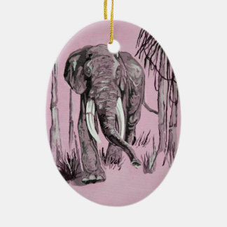 Adorno De Cerámica Elefante Pasando Por La Sabana Madera En Rosa