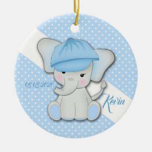 Adorno De Cerámica elefante personalizado lindo con fondo azul