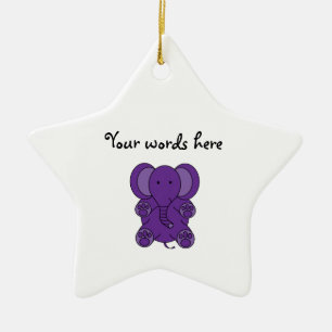 Adorno De Cerámica Elefante púrpura lindo