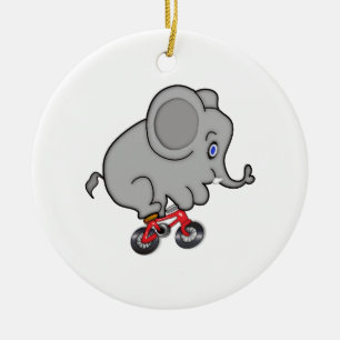 Adorno De Cerámica Elefante que monta una bici