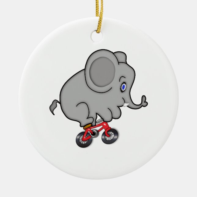 Adorno De Cerámica Elefante que monta una bici (Frente)