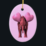 Adorno De Cerámica Elefante rosa romántico<br><div class="desc">el color de fondo se puede cambiar: PERSONALIZAR IT - EDIT - BACKGROUND se ve muy dulce con orejas tan grandes reemplazadas por corazones feliz Día de Apreciación del Elefante</div>