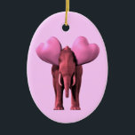 Adorno De Cerámica Elefante rosa romántico<br><div class="desc">el color de fondo se puede cambiar: PERSONALIZAR IT - EDIT - BACKGROUND se ve muy dulce con orejas tan grandes reemplazadas por corazones feliz Día de Apreciación del Elefante</div>