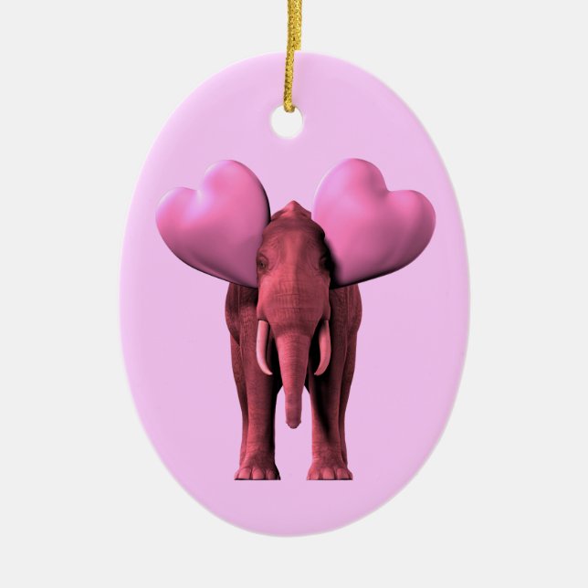Adorno De Cerámica Elefante rosa romántico (Frente)