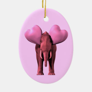 Adorno De Cerámica Elefante rosa romántico