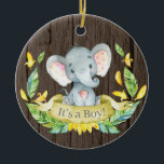 Adorno De Cerámica Elefante ruso Baby Shower amarillo<br><div class="desc">Ornamento de cerámica amarilla de elefante Baby Shower Rustic Boy</div>