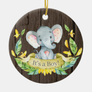Adorno De Cerámica Elefante ruso Baby Shower amarillo