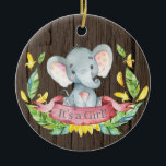Adorno De Cerámica Elefante ruso Chica Baby Shower rosa<br><div class="desc">Ornamento de cerámica rosa para elefante Chica ruso Baby Shower</div>