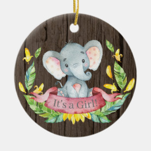 Adorno De Cerámica Elefante ruso Chica Baby Shower rosa