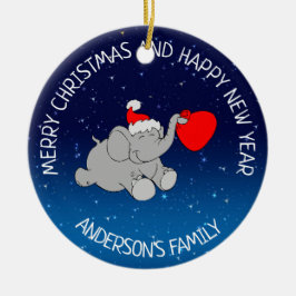 Adorno De Cerámica Elefante Santa