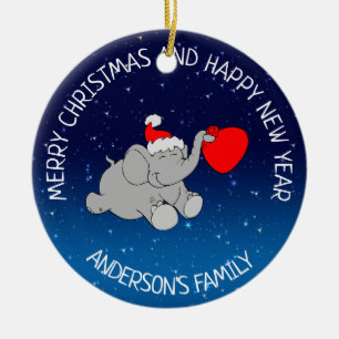 Adorno De Cerámica Elefante Santa