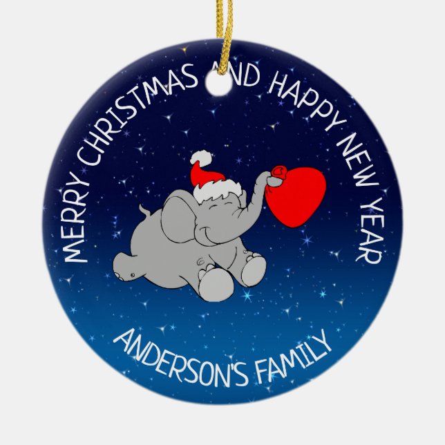 Adorno De Cerámica Elefante Santa (Frente)