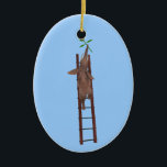 Adorno De Cerámica Elefante trepando una escalera<br><div class="desc">el color de fondo puede cambiarse: PERSONALIZAR IT - EDIT - FONDO pasando una flor roja dulce como presente a su amor - muy encantador</div>