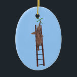 Adorno De Cerámica Elefante trepando una escalera<br><div class="desc">el color de fondo puede cambiarse: PERSONALIZAR IT - EDIT - FONDO pasando una flor roja dulce como presente a su amor - muy encantador</div>