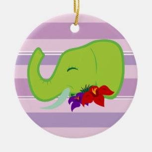 Adorno De Cerámica Elefante verde