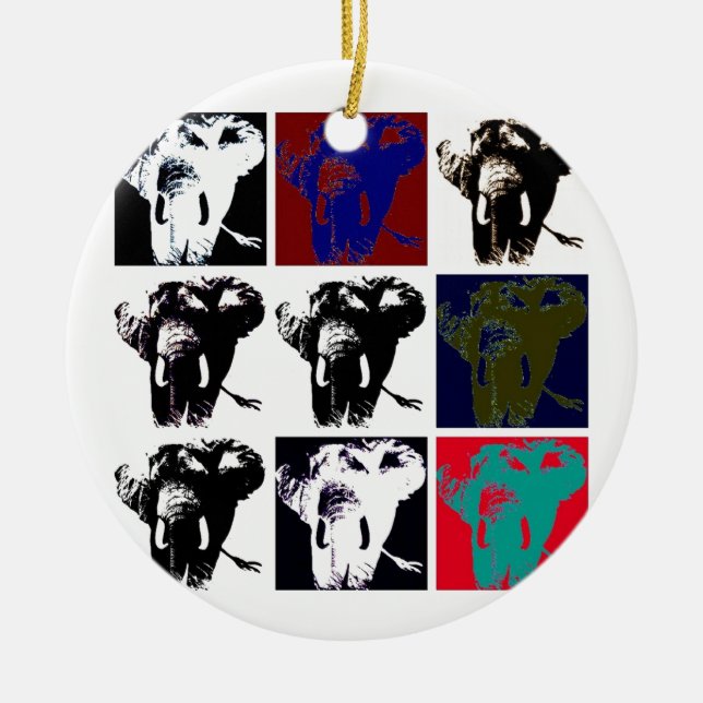 Adorno De Cerámica Elefantes de arte pop (Frente)