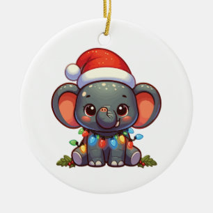 Adorno De Cerámica Elefantes elefantes Feliz Navidad en invierno Elef
