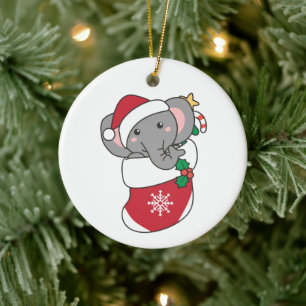Adorno De Cerámica Elefantes Navidades Nieve a Elefantes Animales de 