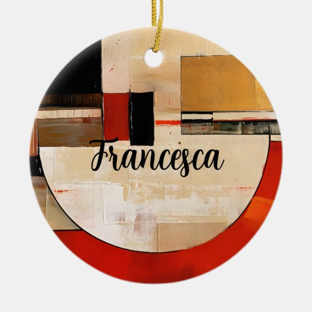 Adorno De Cerámica Elegancia celestial: exploración abstracta en Beig (Frente)