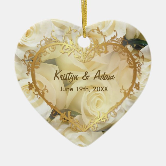 Adorno De Cerámica Elegancia de rosa blanca - Personalizar (Frente)