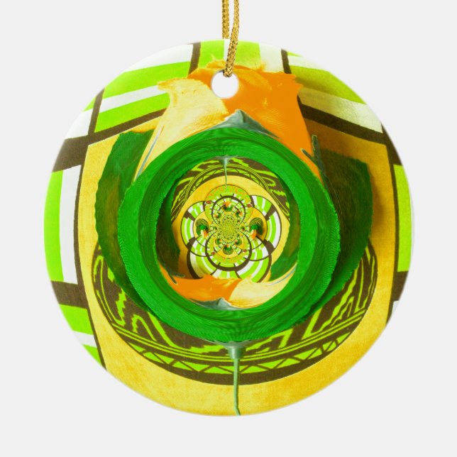 Adorno De Cerámica Elegancia dorada: bello arte rosa amarillo african (Frente)