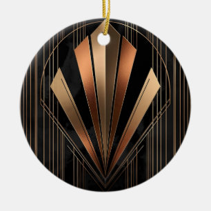 Adorno De Cerámica Elegancia geométrica metálica Art Deco