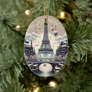 Adorno De Cerámica Elegancia Invernal Parisina - Navidad en la Ciudad