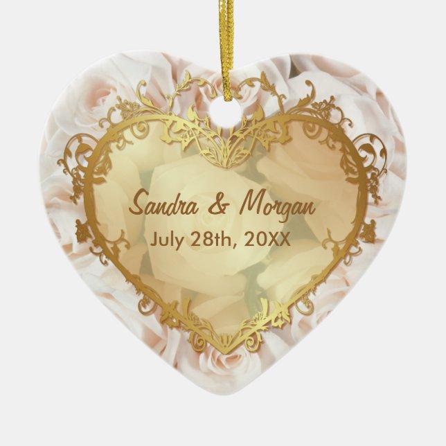 Adorno De Cerámica Elegancia rosa de champán 2 lados (Frente)