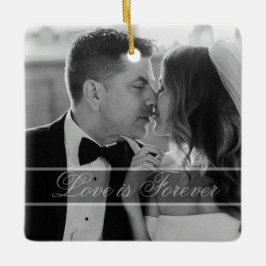 Adorno De Cerámica Elegant Black White Wedding Photo Keepsake 