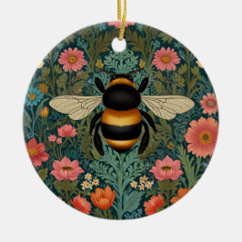 Adorno De Cerámica Elegant boho retro bumblebee spring florals