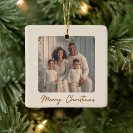 Adorno De Cerámica Elegant Family Photo Merry Christmas Ornament 