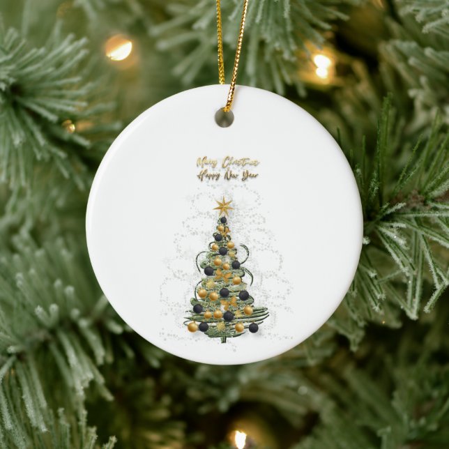Adorno De Cerámica Elegant Gold Christmas tree   ornament  (Árbol)