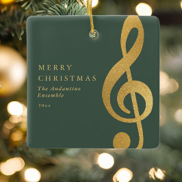 Adorno De Cerámica Elegant Gold Treble Clef Music Choir Christmas