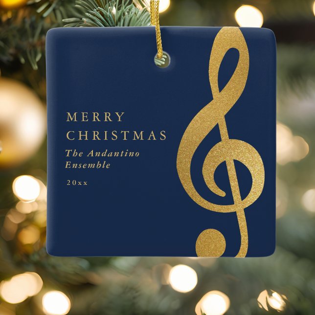 Adorno De Cerámica Elegant Gold Treble Clef Music Choir Christmas (Subido por el creador)