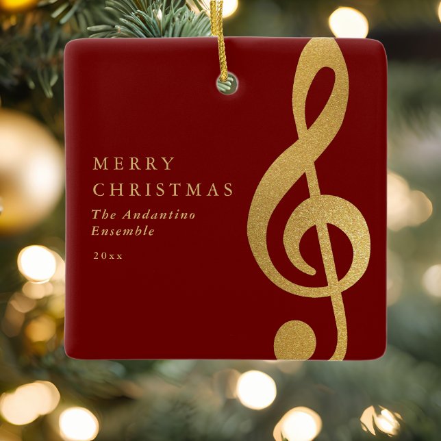 Adorno De Cerámica Elegant Gold Treble Clef Music Choir Christmas (Subido por el creador)