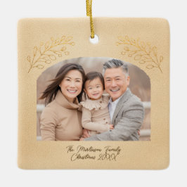 Adorno De Cerámica Elegant Golden Branches Arch Photo Beige