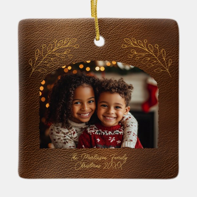 Adorno De Cerámica Elegant Golden Branches Arch Photo Brown  (Anverso)