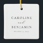Adorno De Cerámica Elegant Minimalist Black White Calligraphy Wedding<br><div class="desc">Custom Elegant Minimalist Black White Calligraphy Wedding Ceramic Ornament</div>