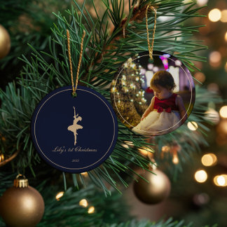 Adorno De Cerámica Elegant My First Christmas Personalized ornament