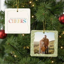 Adorno De Cerámica Elegant Retro Family Photo Portrait Christmas