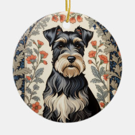 Adorno De Cerámica Elegant Schnauzer William Morris Inspired Floral