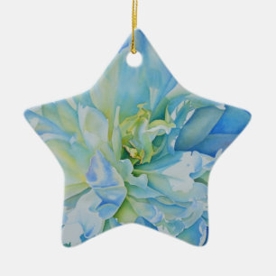 Adorno De Cerámica Elegante acuarela floral azul teal