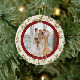 Adorno De Cerámica Elegante acuarela Mistletoe, familia de cuadros ro