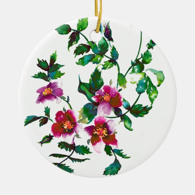 Adorno De Cerámica Elegante acuarela moderna flores silvestres de col (Frente)