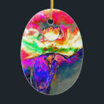 Adorno De Cerámica Elegante adormidera floral rosa rosada abstracta<br><div class="desc">pintura romántica impresionista amarilla de adormidera acuarela de H Cooper</div>