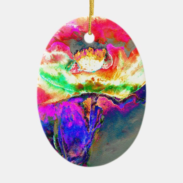 Adorno De Cerámica Elegante adormidera floral rosa rosada abstracta (Frente)